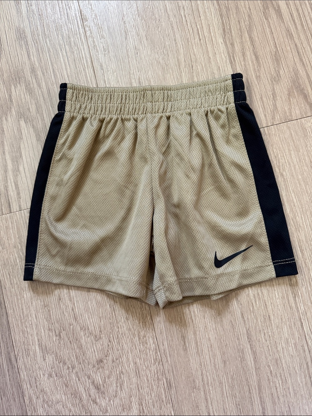 Nike Tan Mesh Athletic Shorts with Black Side Panels 18 Months